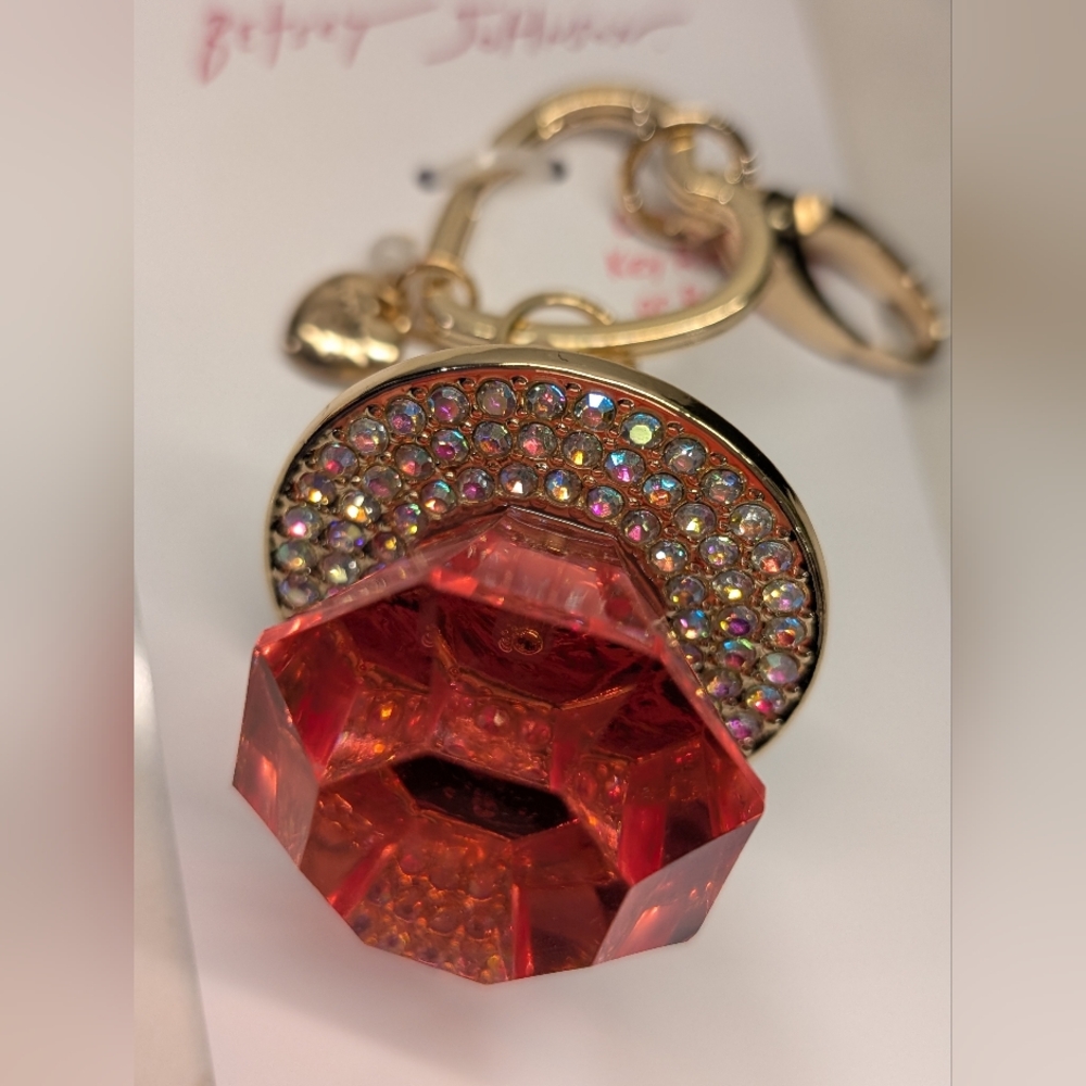 Betsey Johnson Bag Charm Ring Pop Pink NWT - Picture 2 of 6